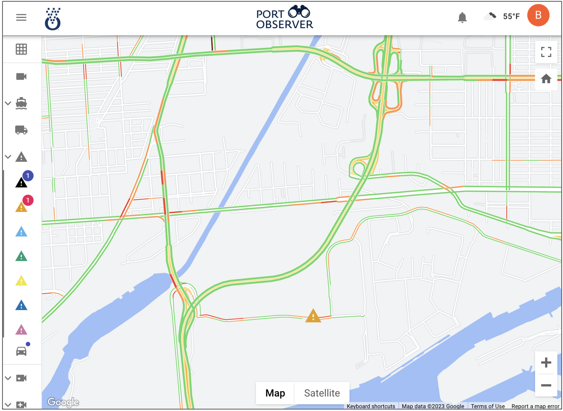 Traffic alerts map
