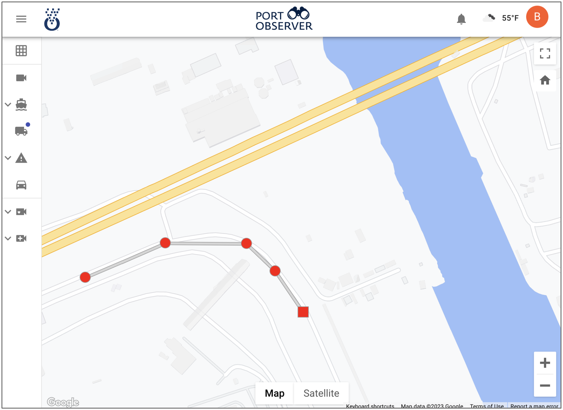 Truck queuing map
