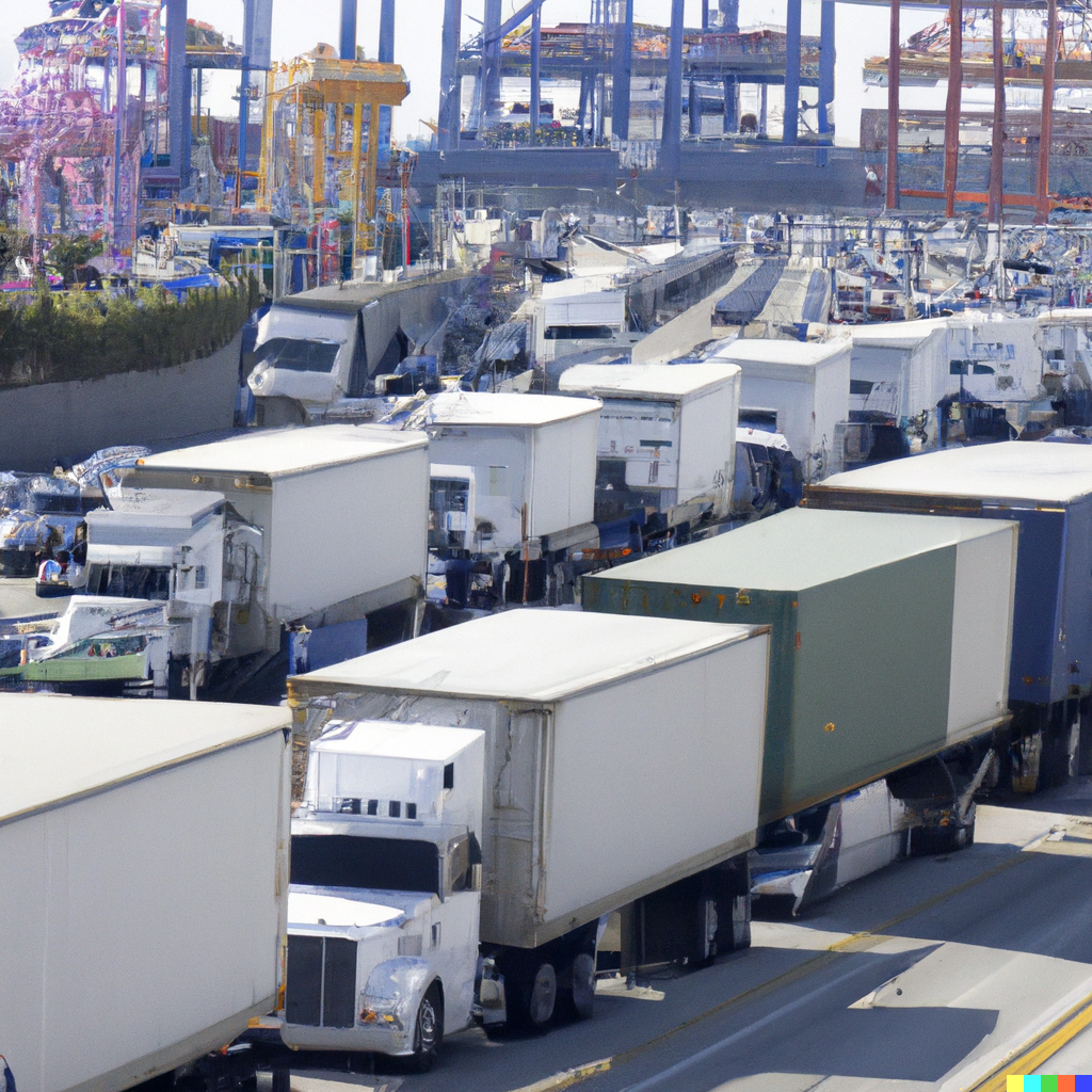 Trucks queuing